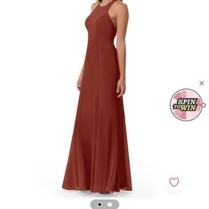 Azazie terracotta full length bridesmaid dress. Never worn. No alterations done